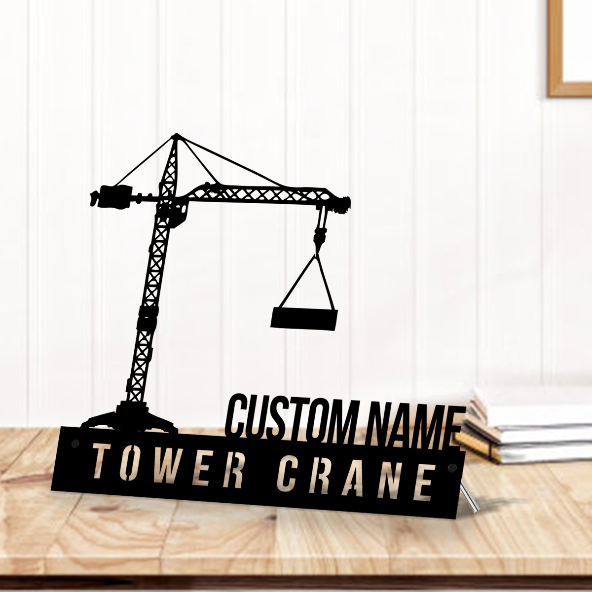 Heavy Equipment Names - Targa personalizzata per scrivania con gru