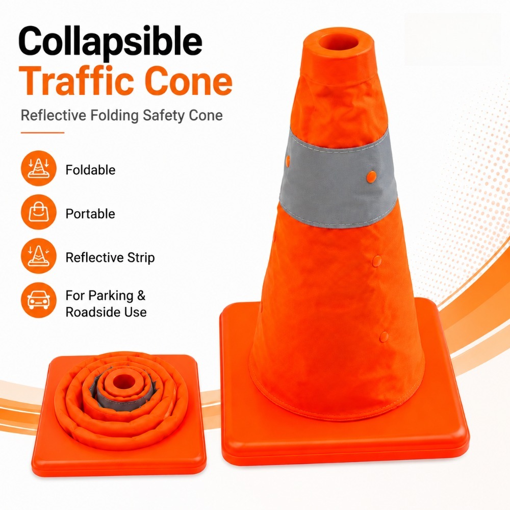 Road Traffic Cone - Cono Stradale Riflettente Pieghevole, Cono di